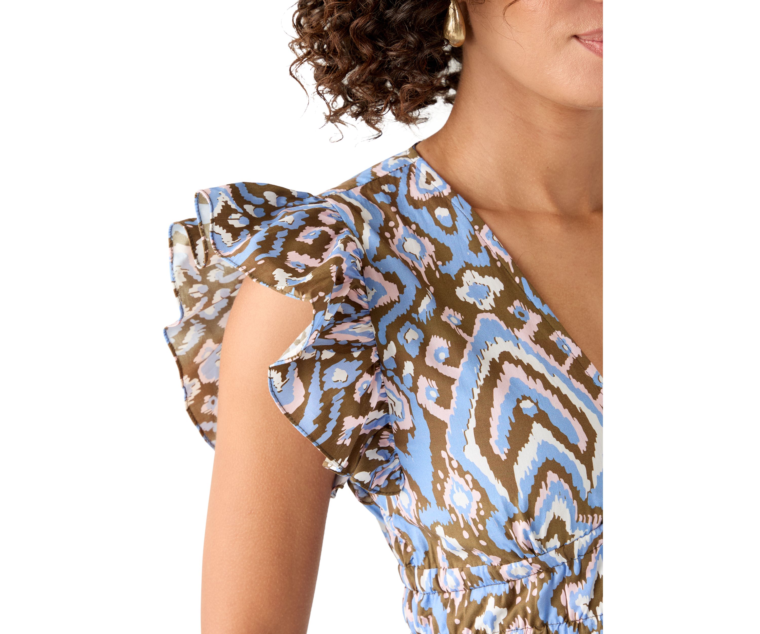 Womens Printed Smock Midi Dress