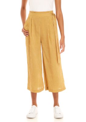 striped wide leg cropped pants