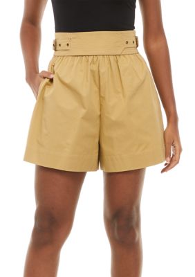 MOON RIVER Women's Buckle Waist Detail Shorts, Medium