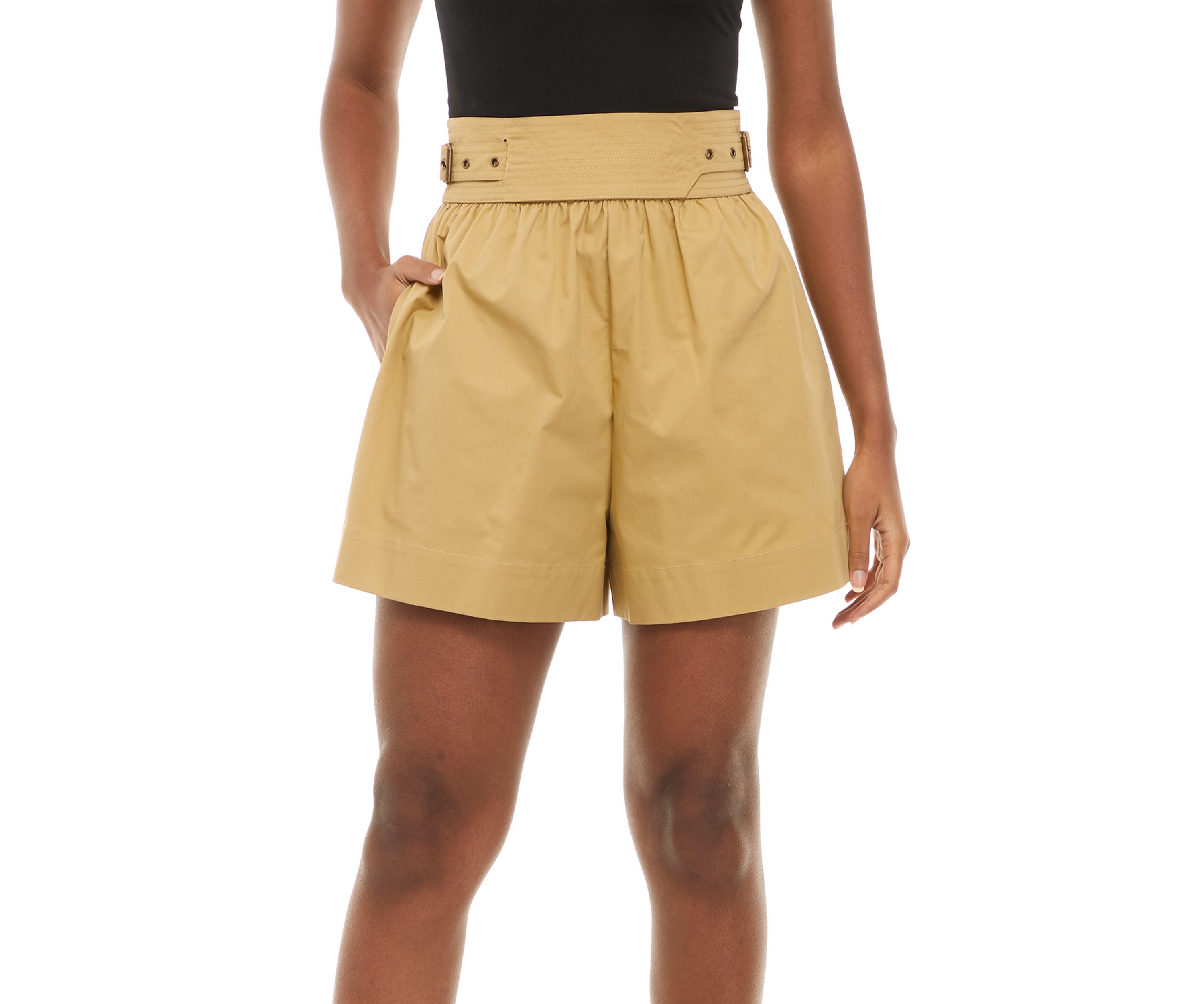Womens Buckle Waist Detail Shorts