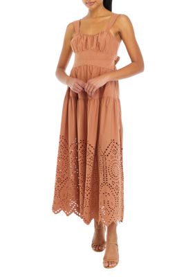 Women's Tiered Eyelet Midi Dress