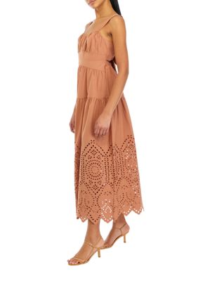 Women's Tiered Eyelet Midi Dress