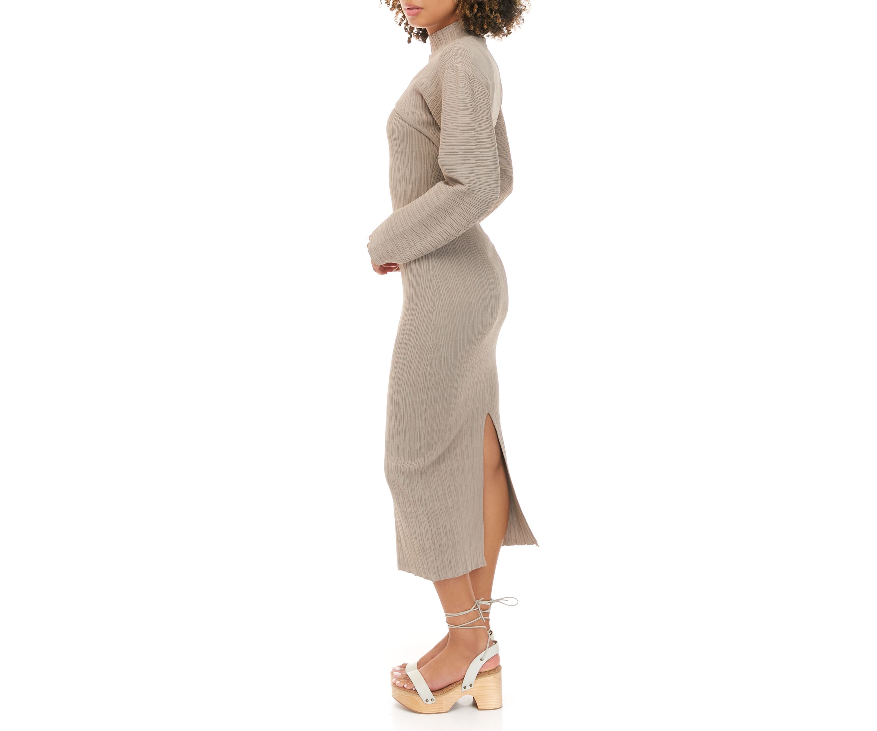 Womens Long Sleeve Textured 2 Piece Dress