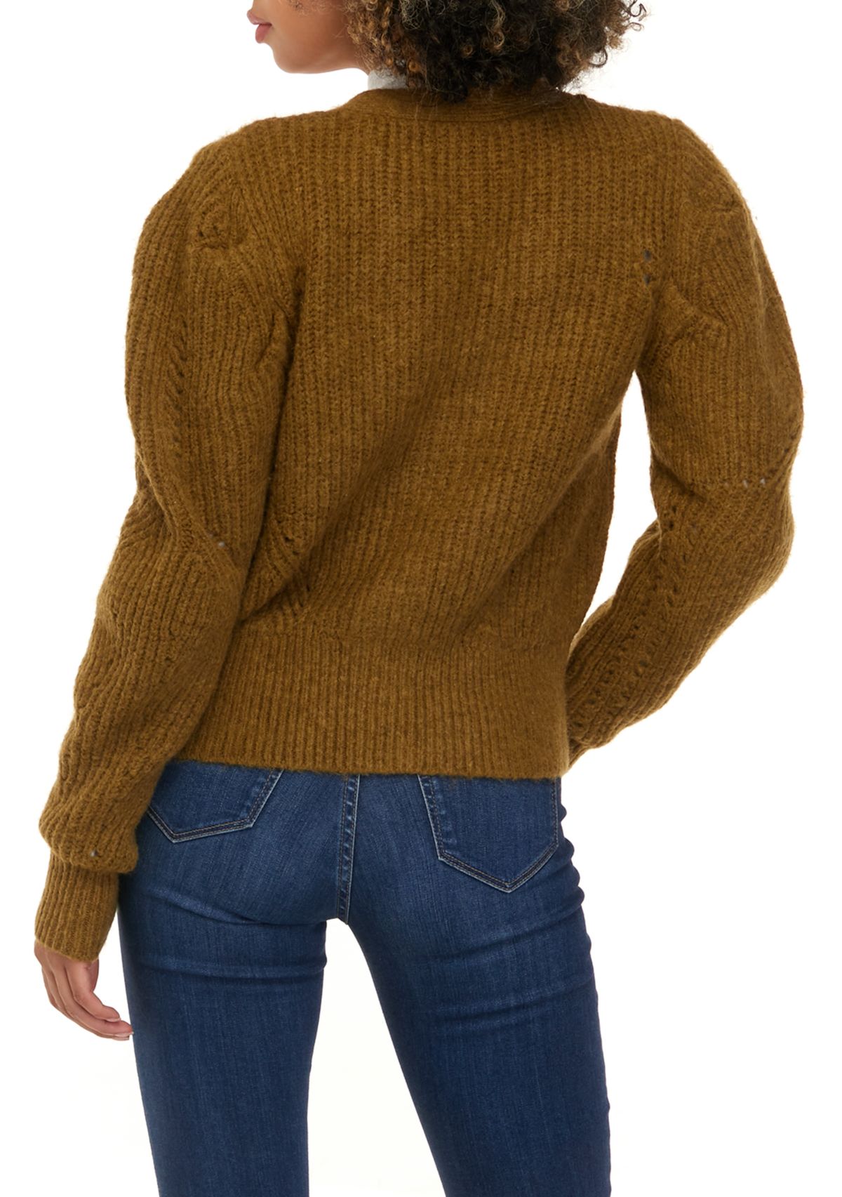 Womens Long Sleeve Solid Cable Cardigan