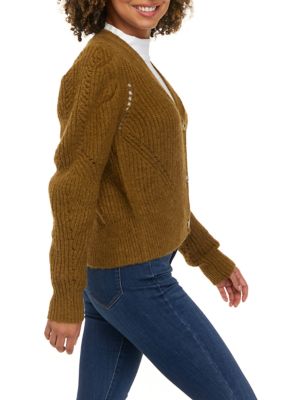 Women's Long Sleeve Solid Cable Cardigan