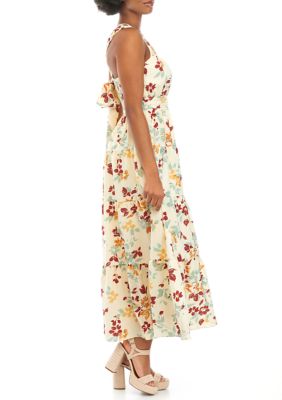 Women's Floral Smocked Back Midi Dress