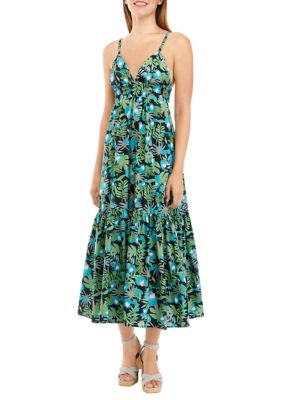 Women's Sleeveless Cut Out Tiered Midi Dress