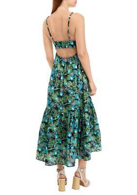 Women's Sleeveless Cut Out Tiered Midi Dress