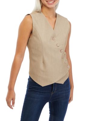 Women's V-Neck Sleeveless Diagonal Line Vest
