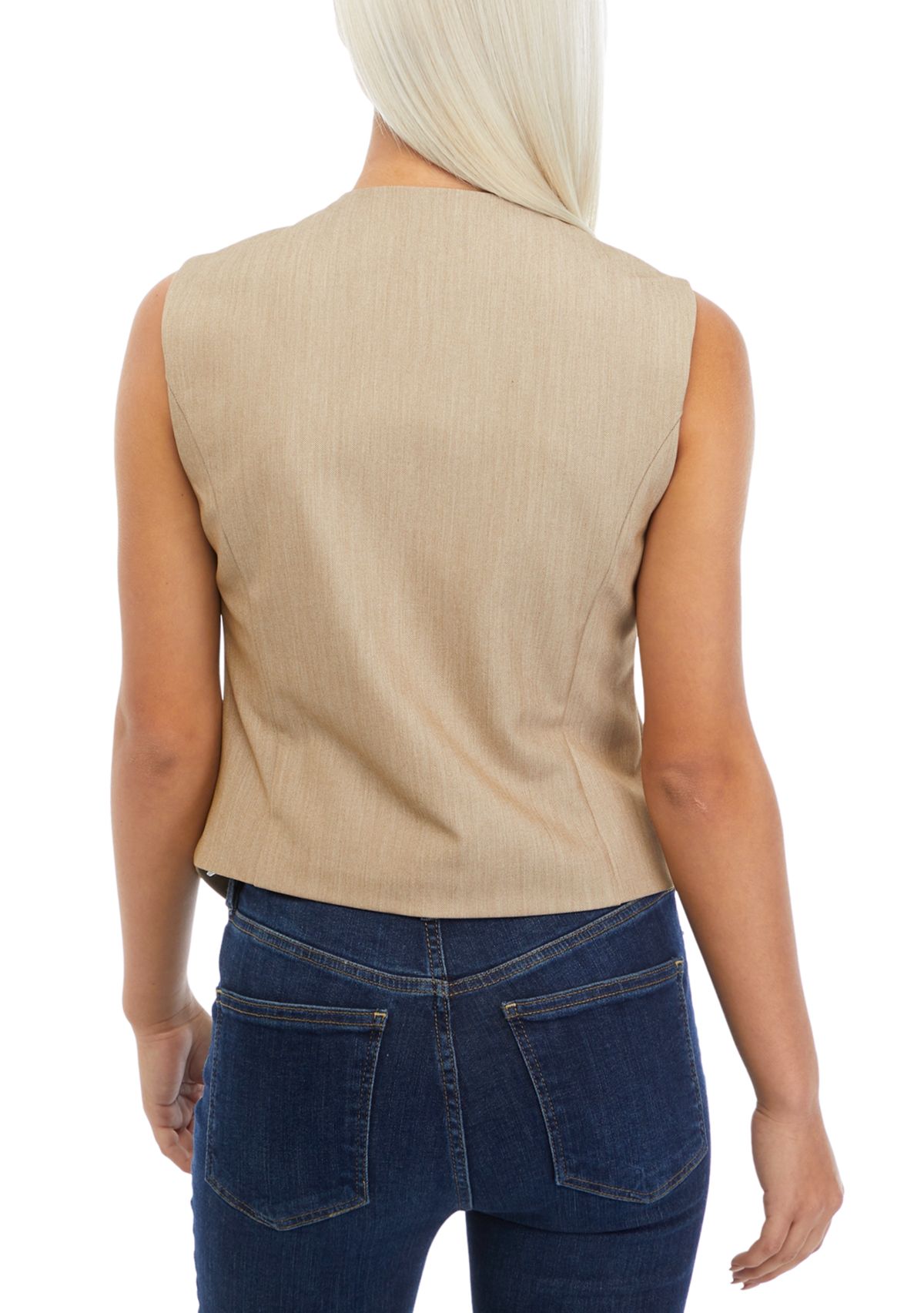 Womens V-Neck Sleeveless Diagonal Line Vest