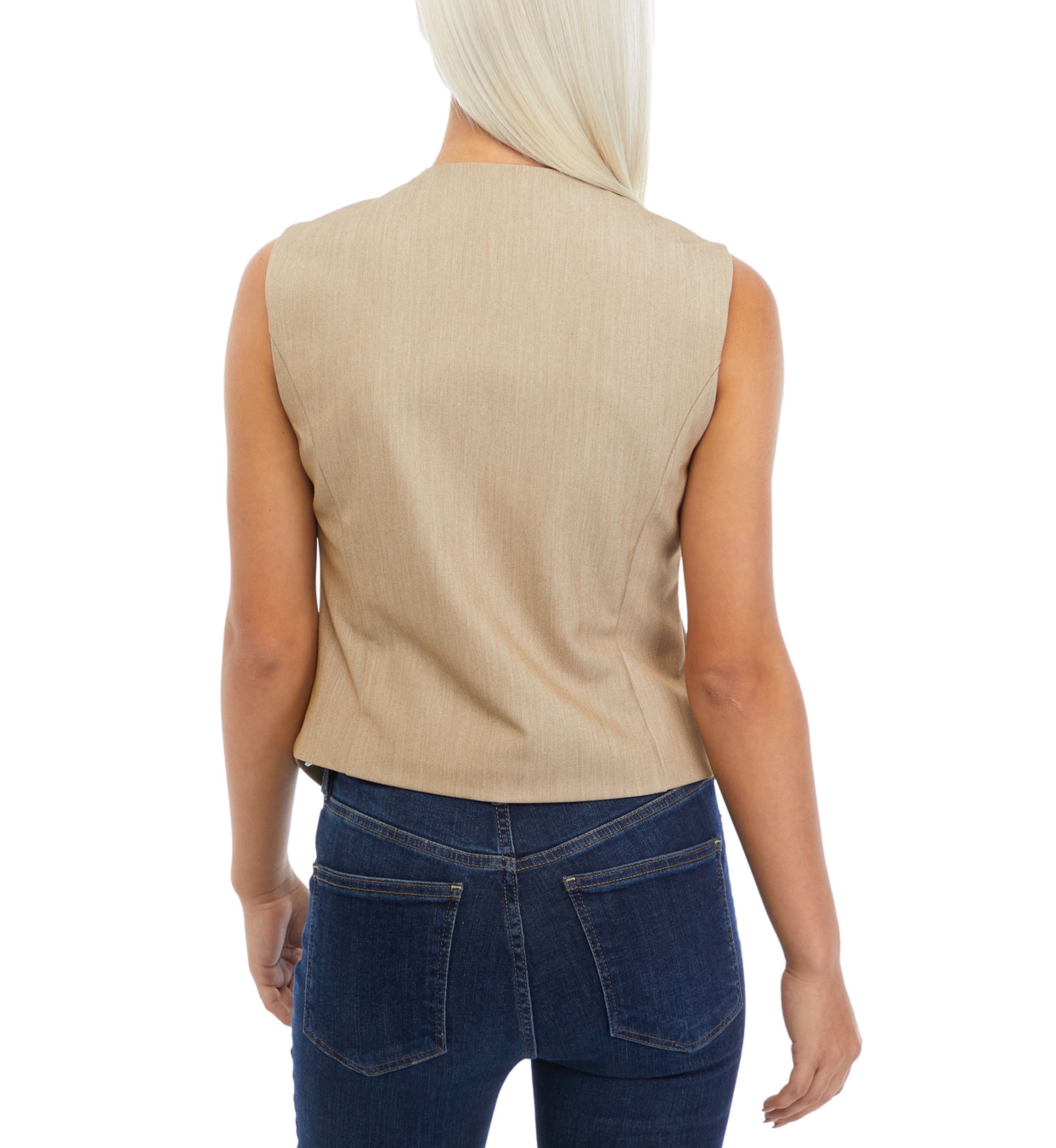 Womens V-Neck Sleeveless Diagonal Line Vest
