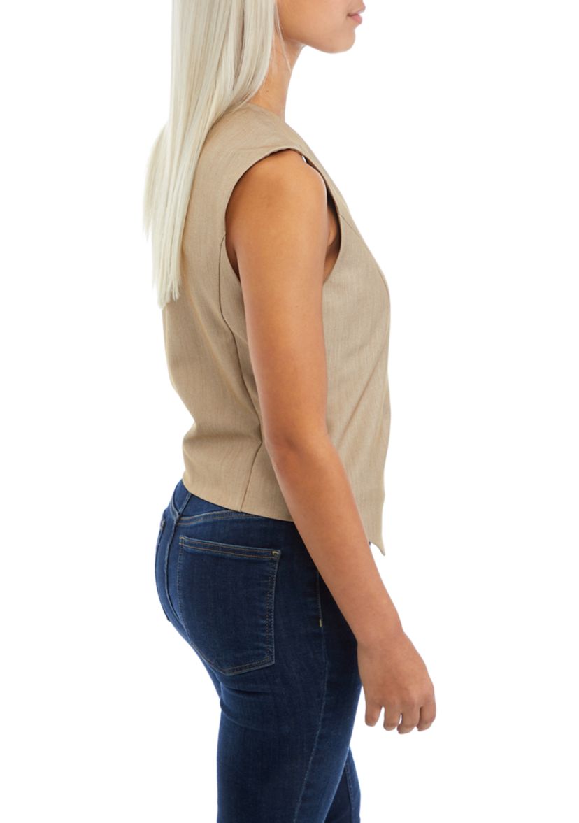 Womens V-Neck Sleeveless Diagonal Line Vest