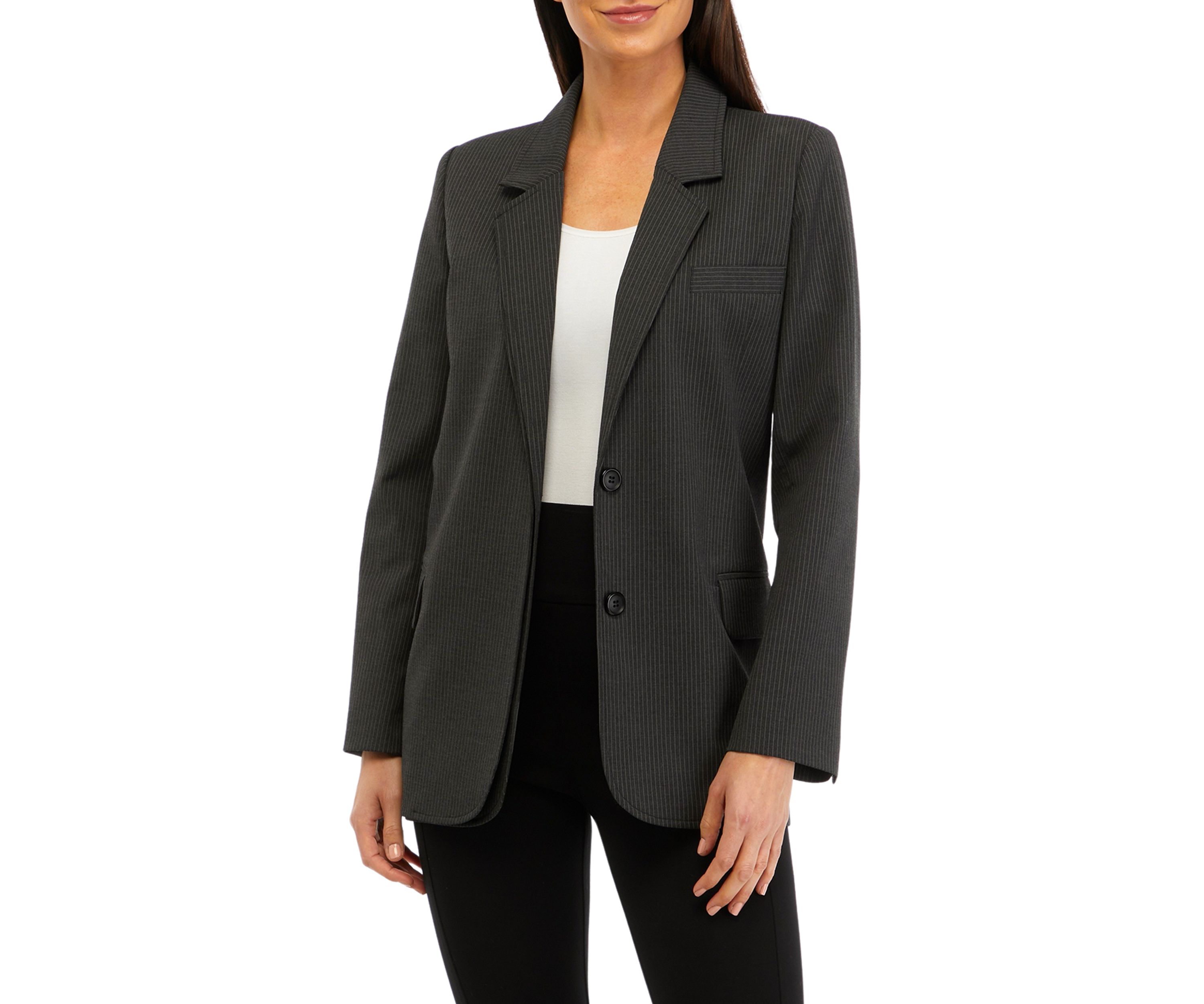 Womens Notch Collar Stripe Blazer