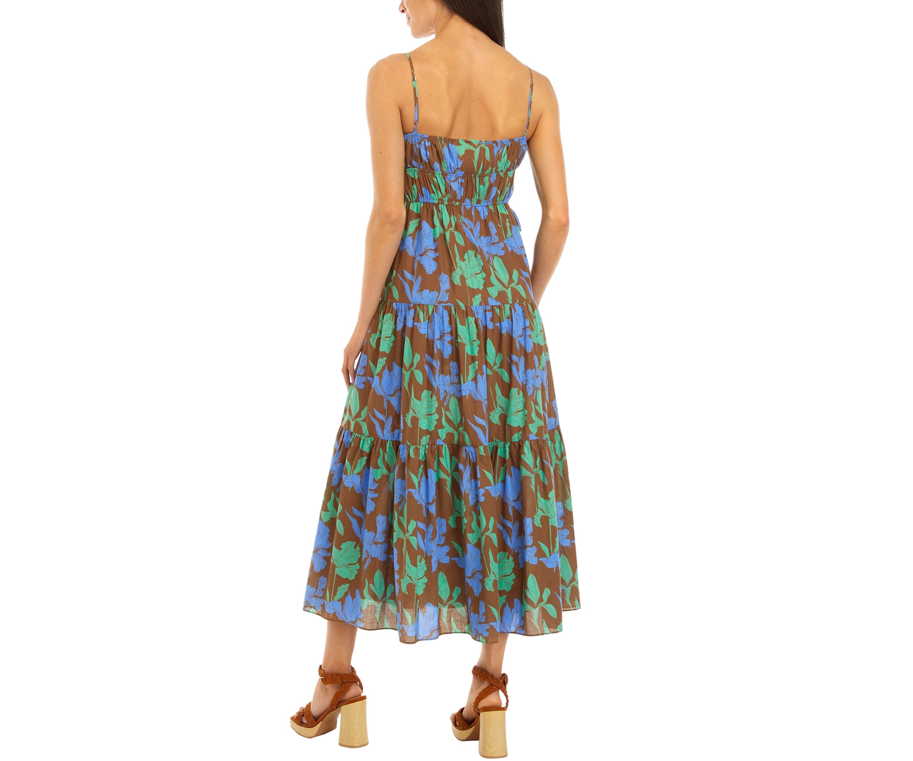 Womens Floral Print Midi Dress