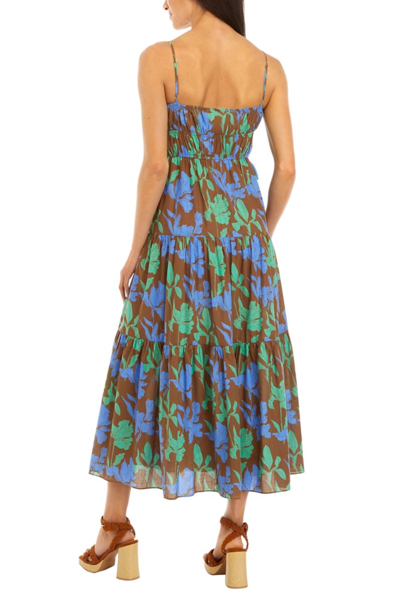 Womens Floral Print Midi Dress