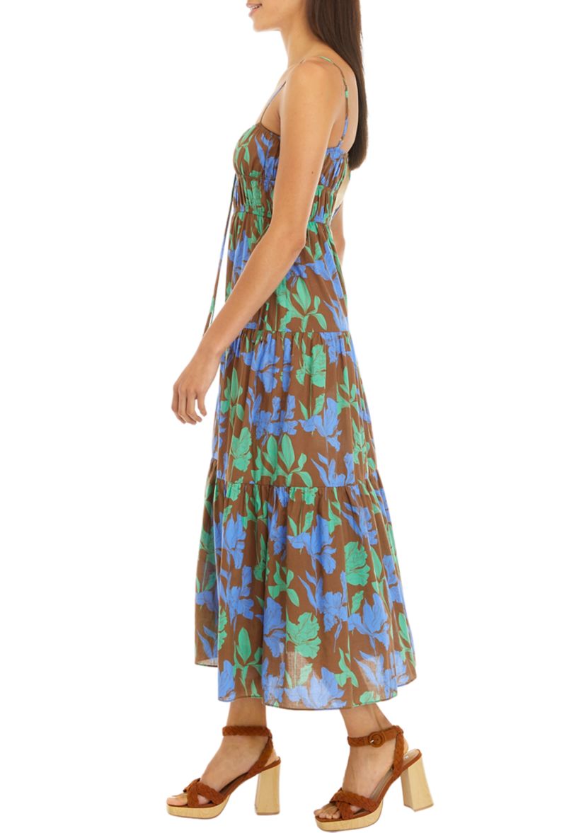 Womens Floral Print Midi Dress