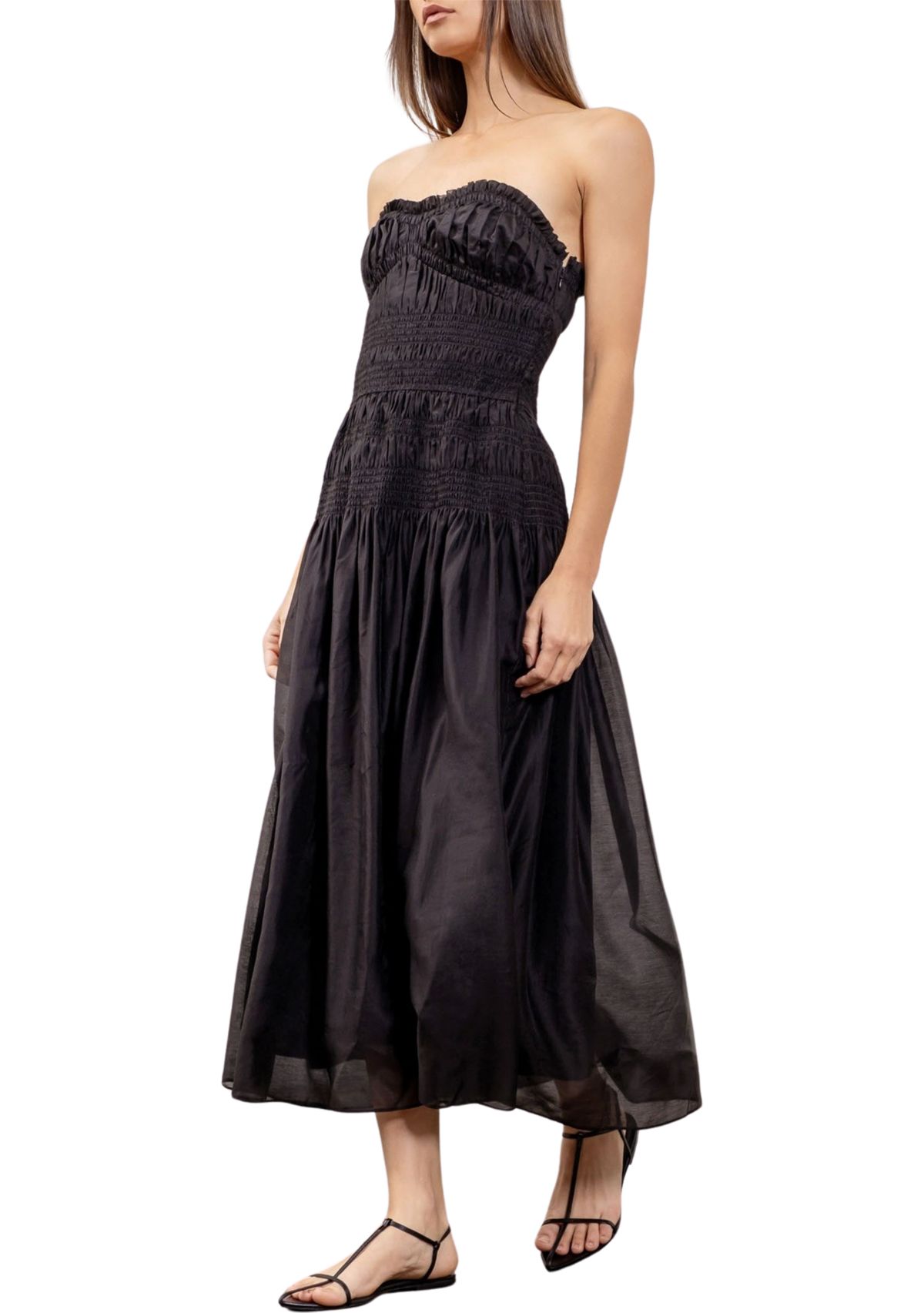 Womens Strapless Midi Dress