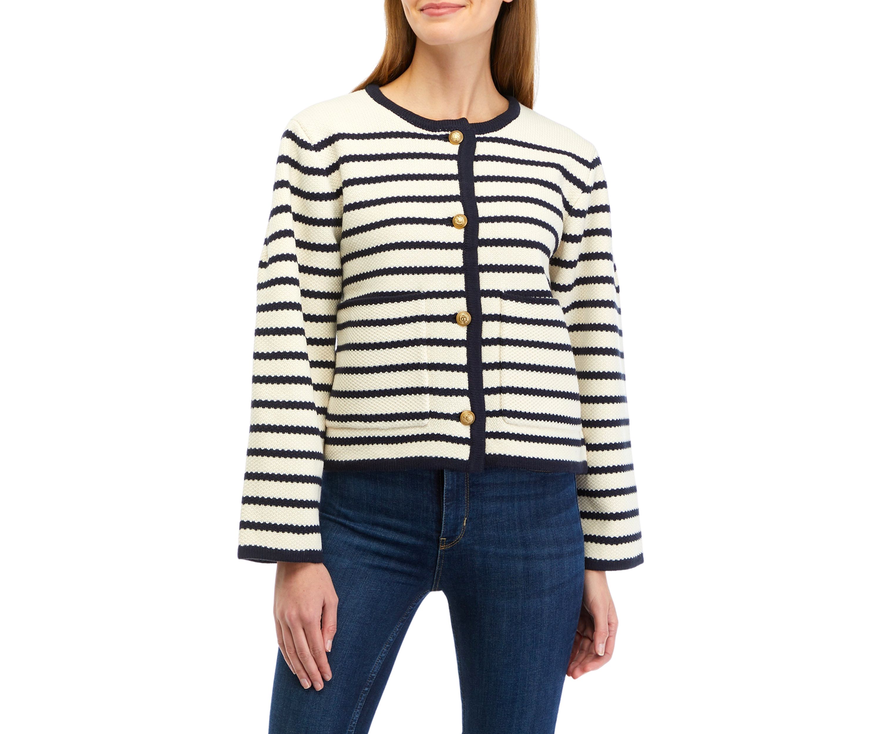 Womens Long Sleeve Striped Cardigan 