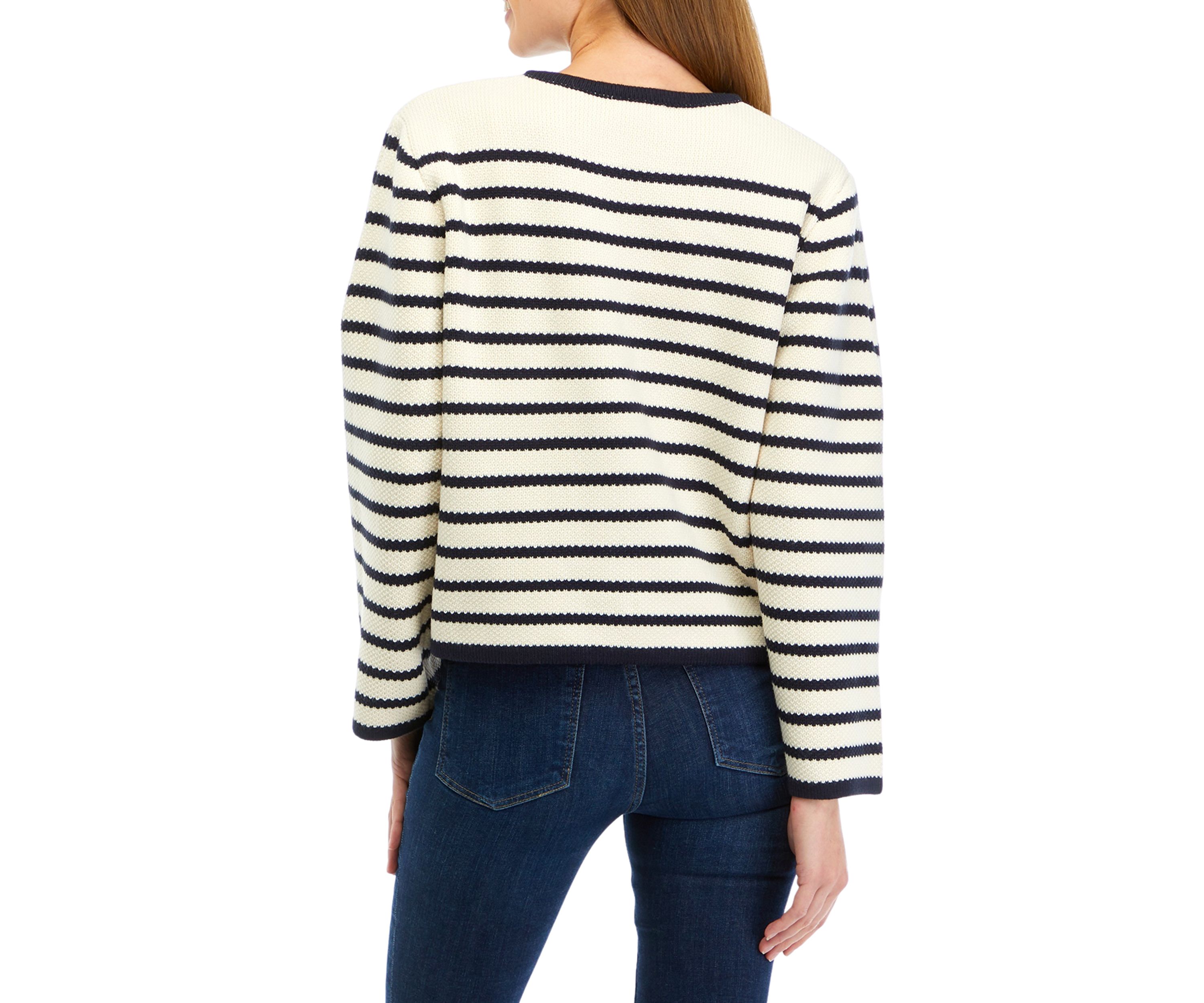 Womens Long Sleeve Striped Cardigan 