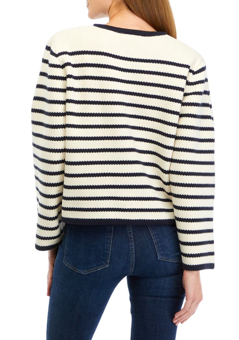 Womens Long Sleeve Striped Cardigan 