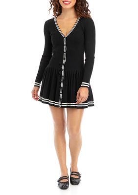 Women's Button Front V-Neck Dress