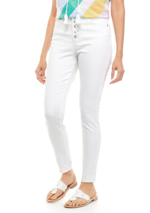 Crown & Ivy™ Womens High Rise Skinny Button