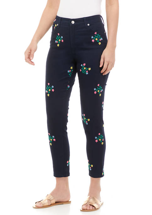 Crown & Ivy™ Womens High Rise Embroidered Skinny