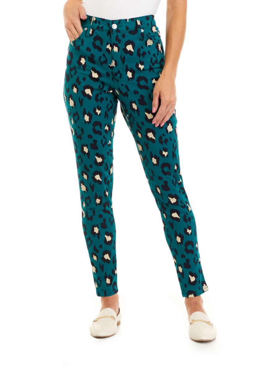 Womens High Rise Skinny Printed Jeans