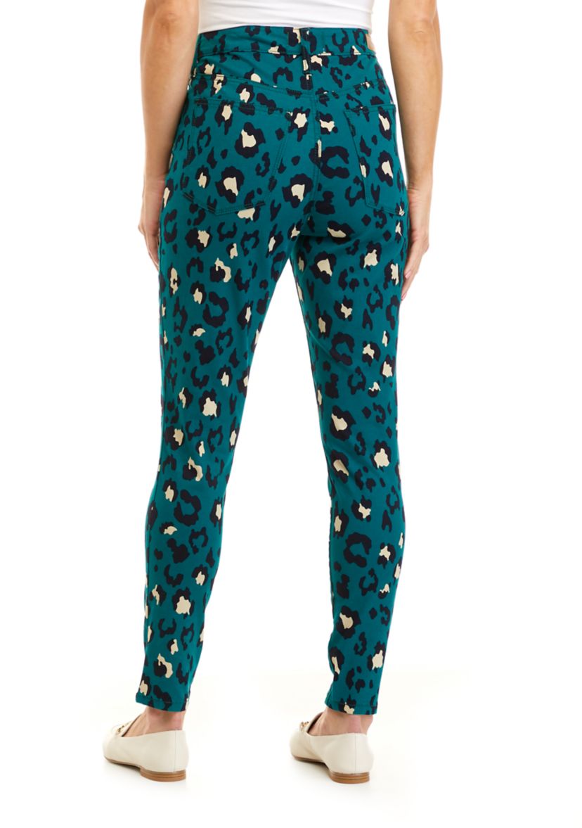 Womens High Rise Skinny Printed Jeans