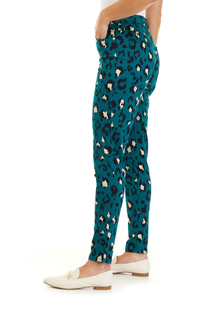 Womens High Rise Skinny Printed Jeans