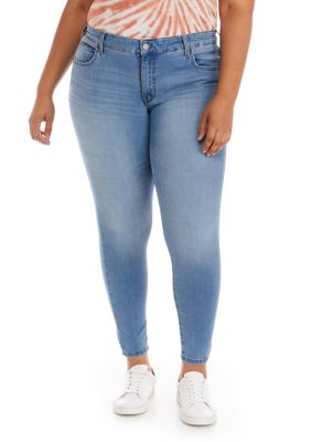 Crown & Ivy Women's Plus Size Mid Rise Skinny Jeans - Short, 14W Short