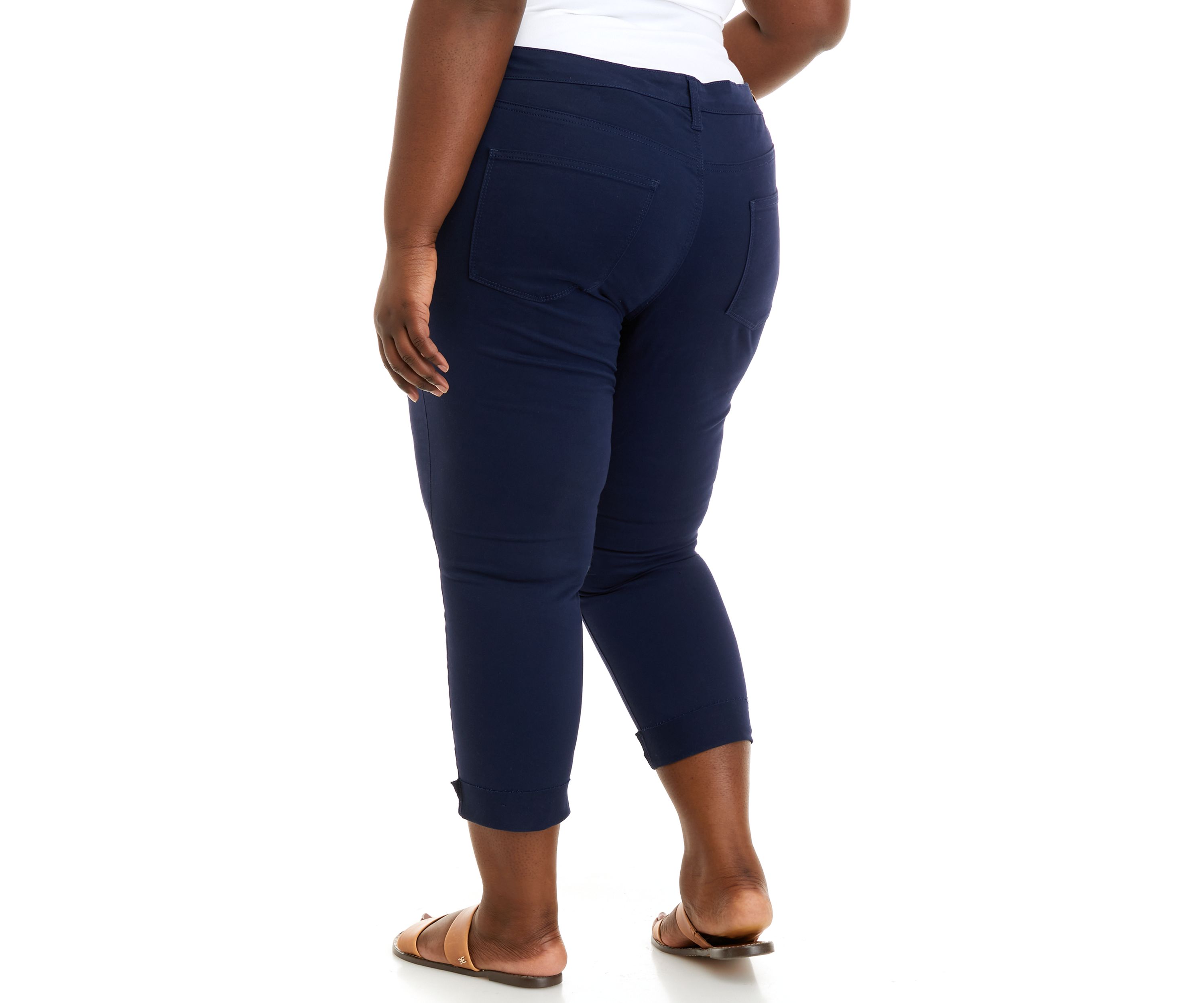 Plus Size Color Denim Cropped Pants