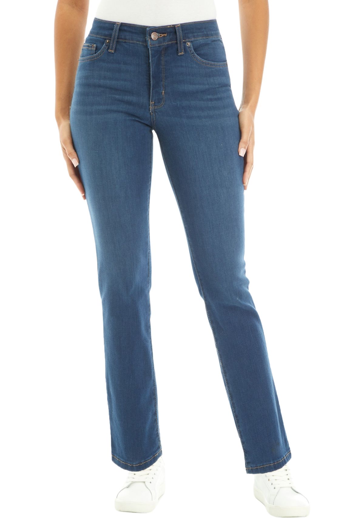 Womens Mid Rise Straight Jeans