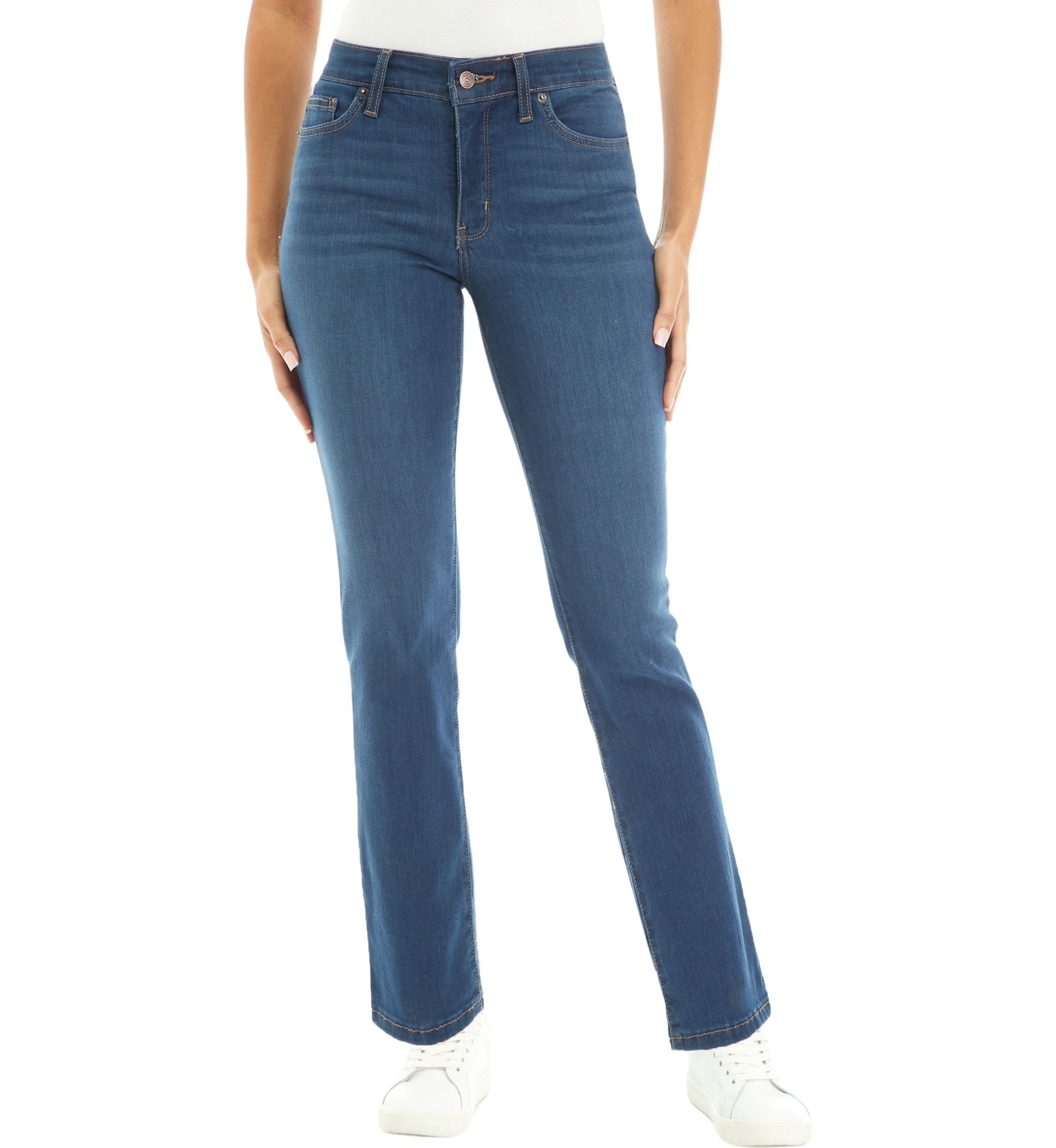 Womens Mid Rise Straight Jeans