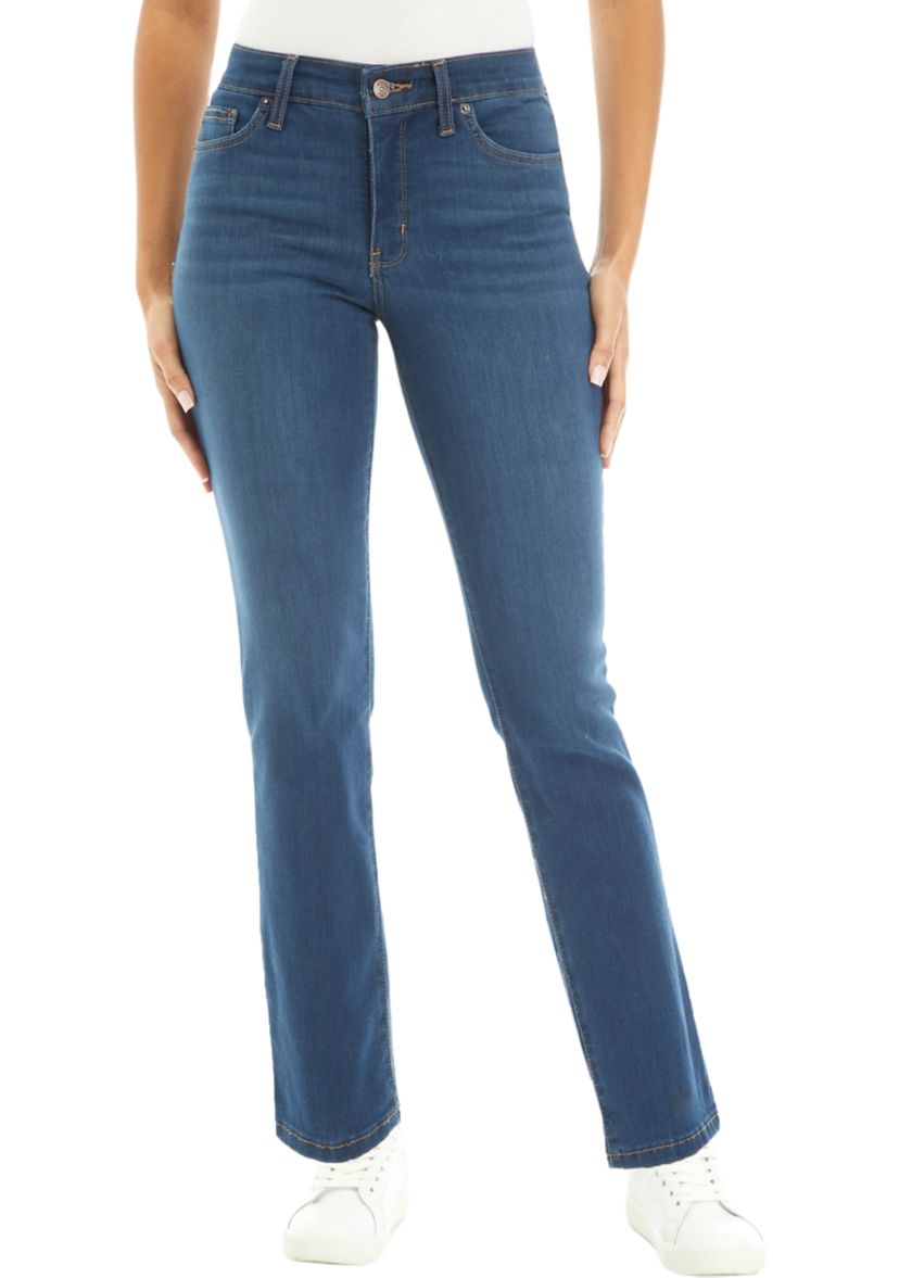 Womens Mid Rise Straight Jeans