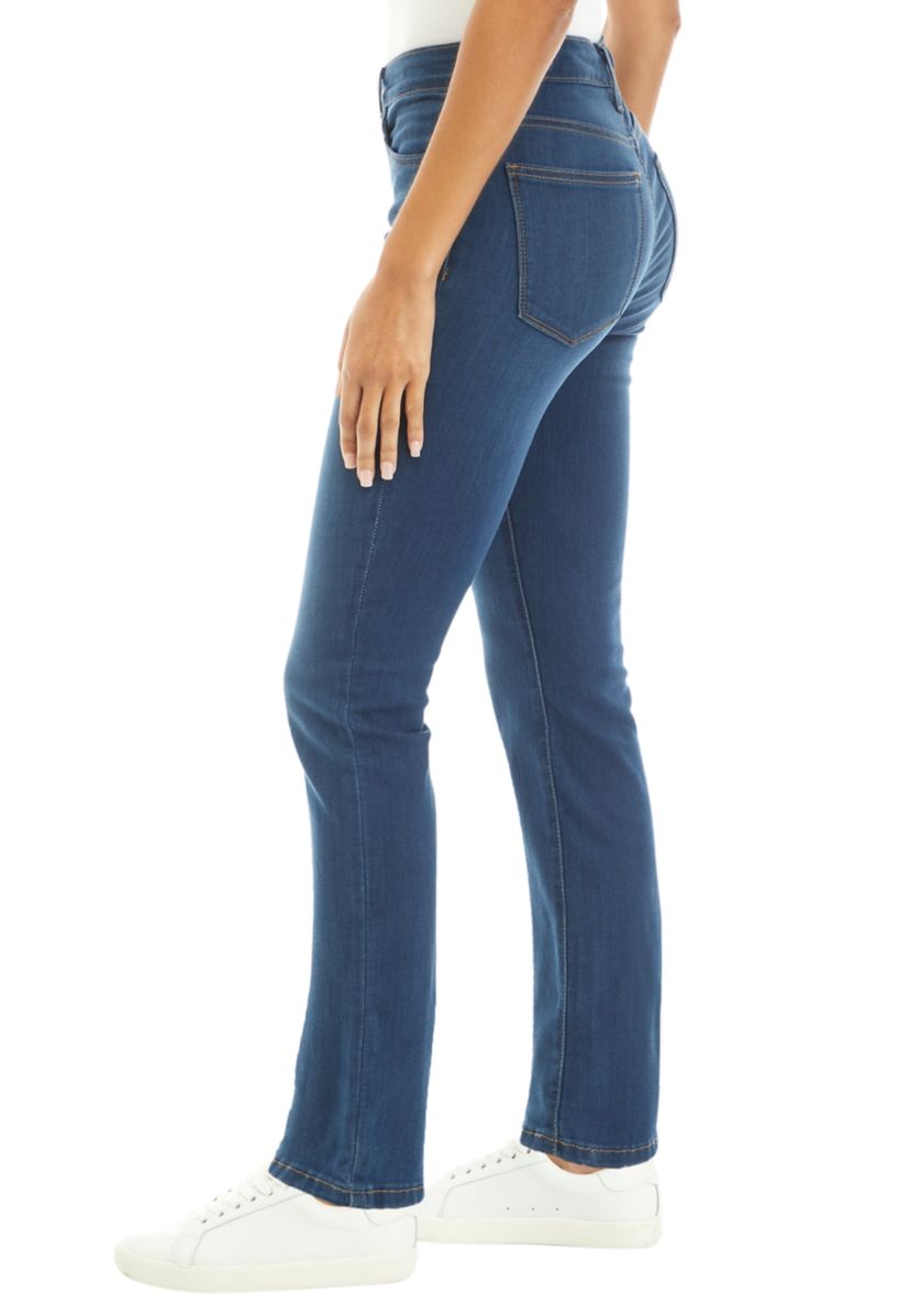 Womens Mid Rise Straight Jeans