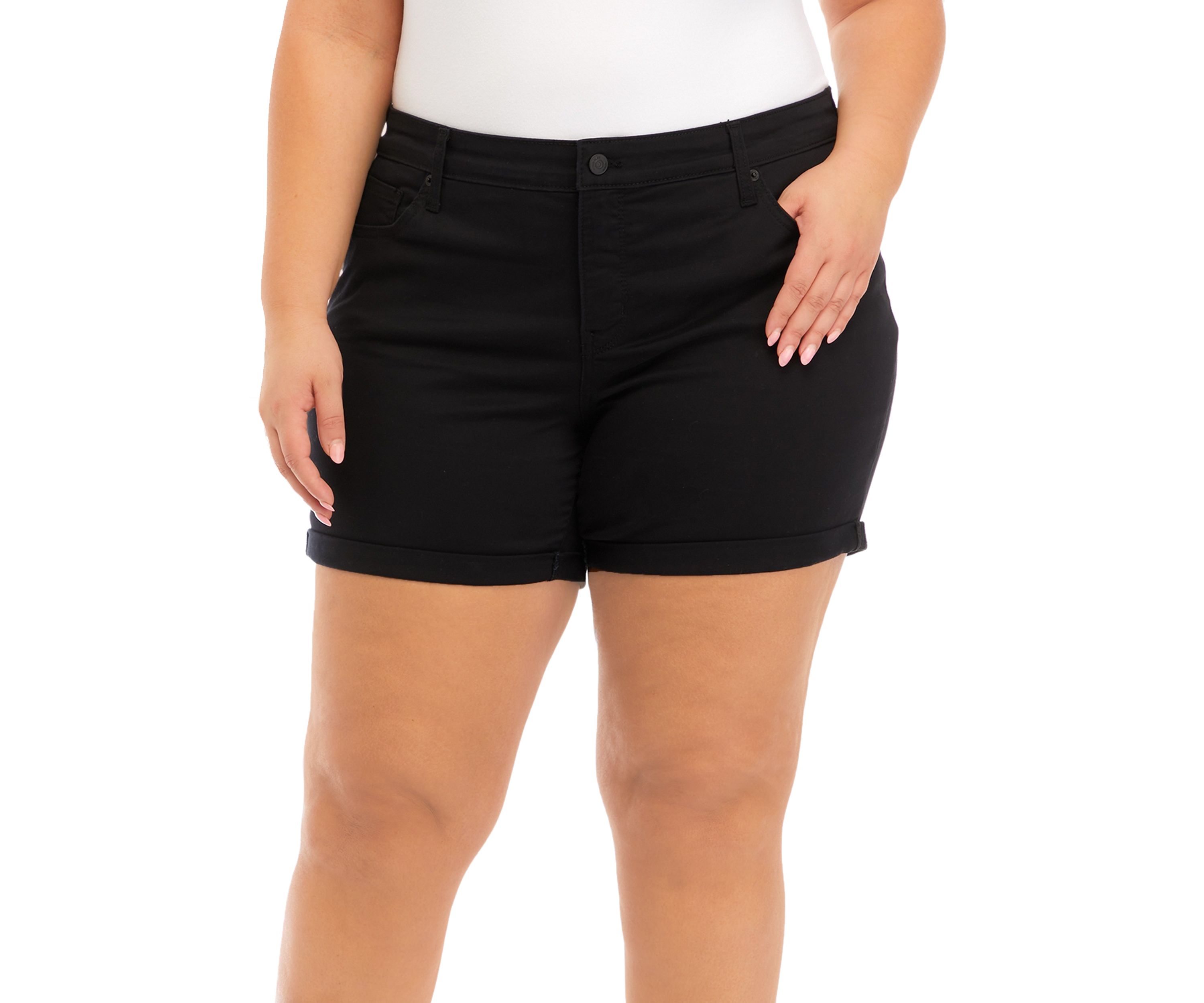 Plus Size 5" Rolled Denim Shorts