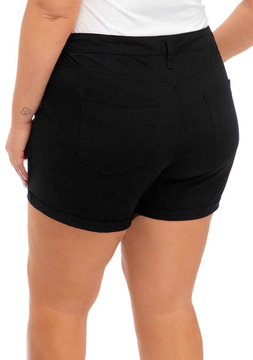 Plus Size 5" Rolled Denim Shorts