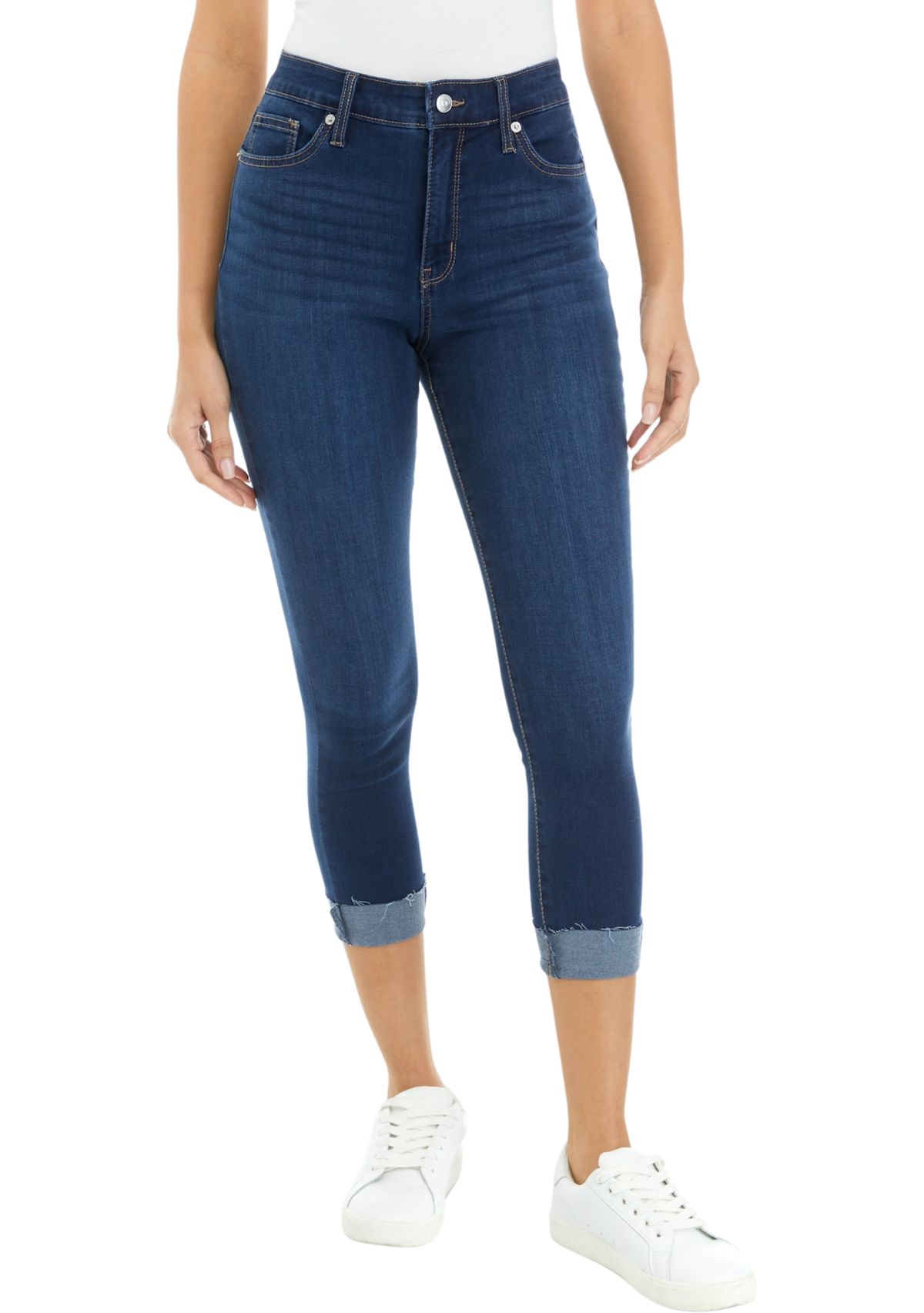 Womens Rolled Cropped Denim Jeans