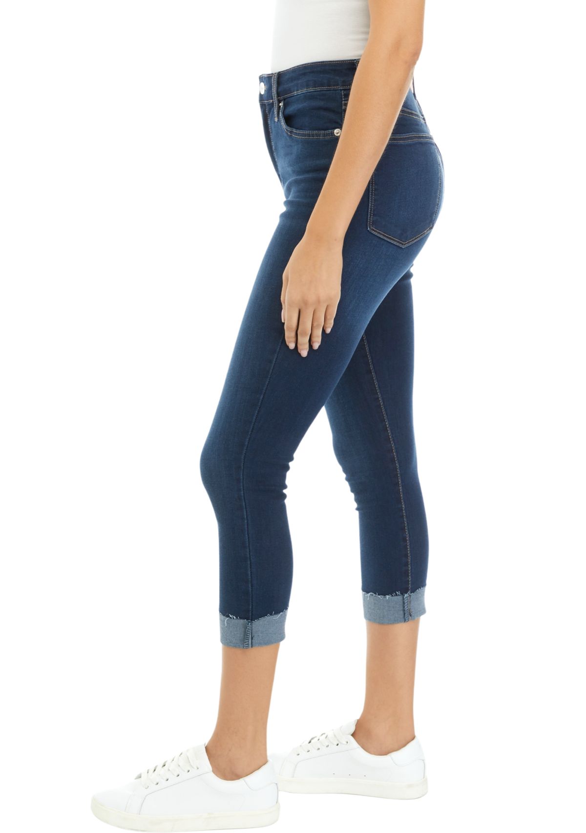 Womens Rolled Cropped Denim Jeans