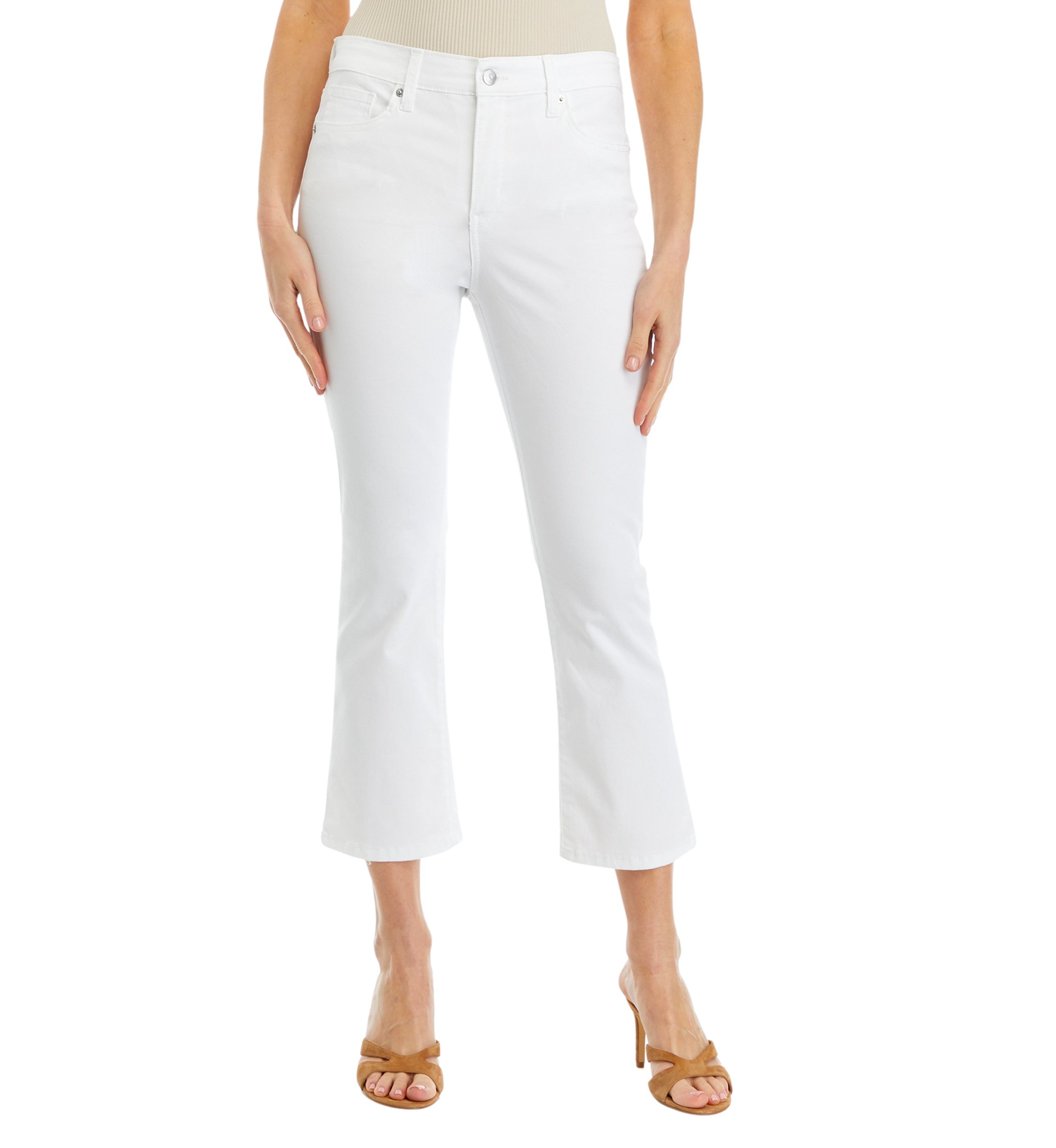 Womens High Rise Cropped Flare Jeans
