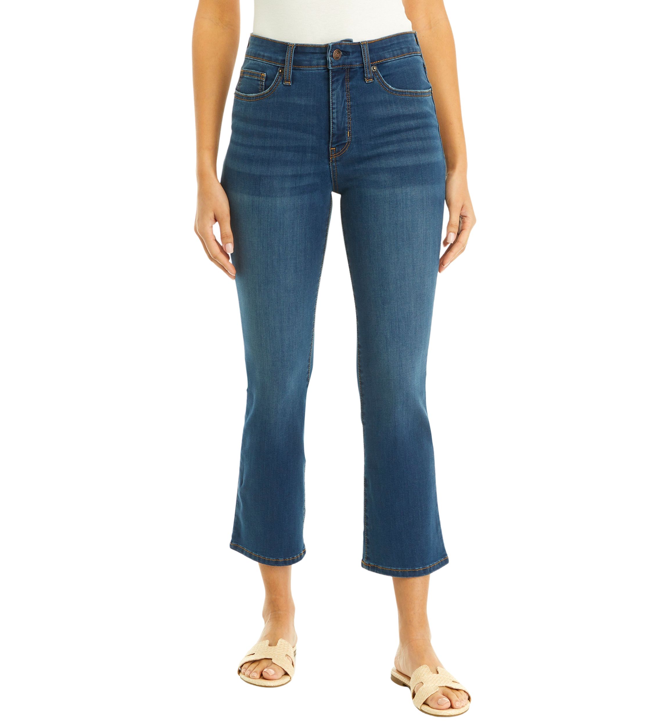 Womens High Rise Cropped Flare Jeans