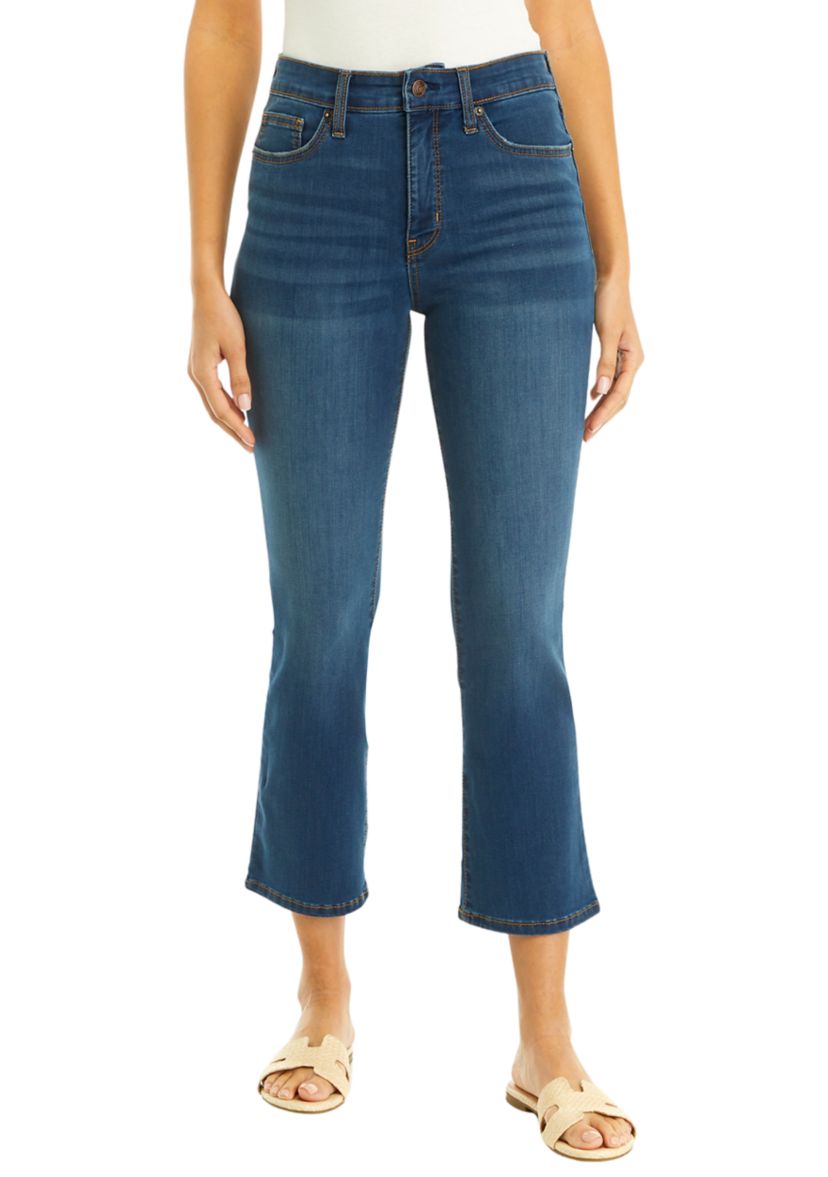 Womens High Rise Cropped Flare Jeans