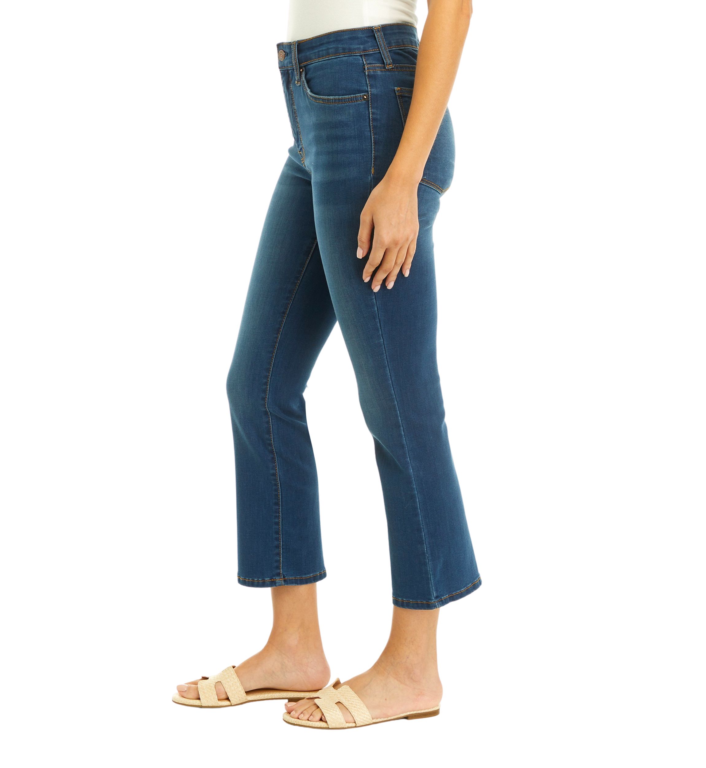 Womens High Rise Cropped Flare Jeans