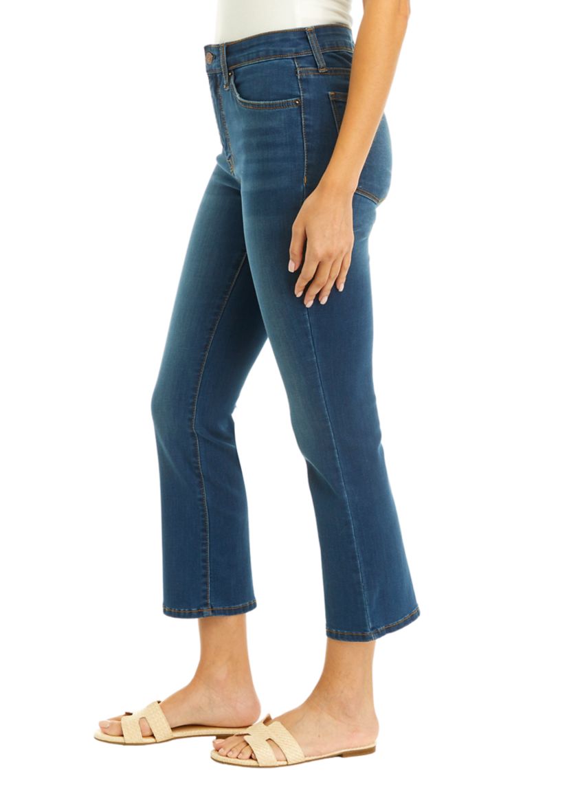 Womens High Rise Cropped Flare Jeans