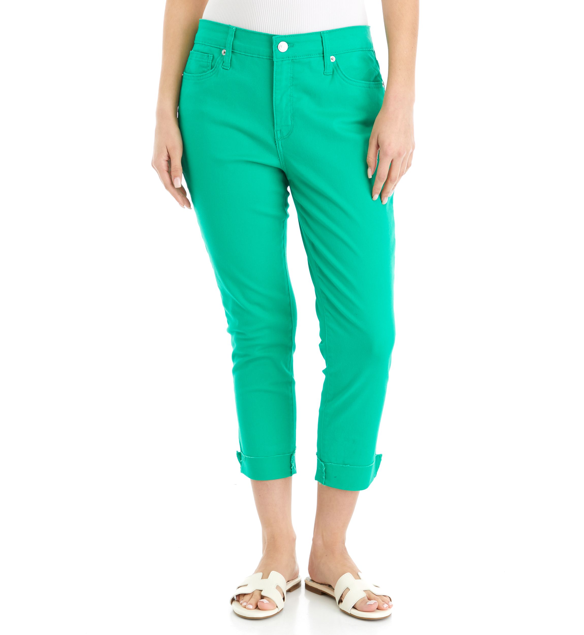 Petite Rolled Cropped Colored Denim Jeans