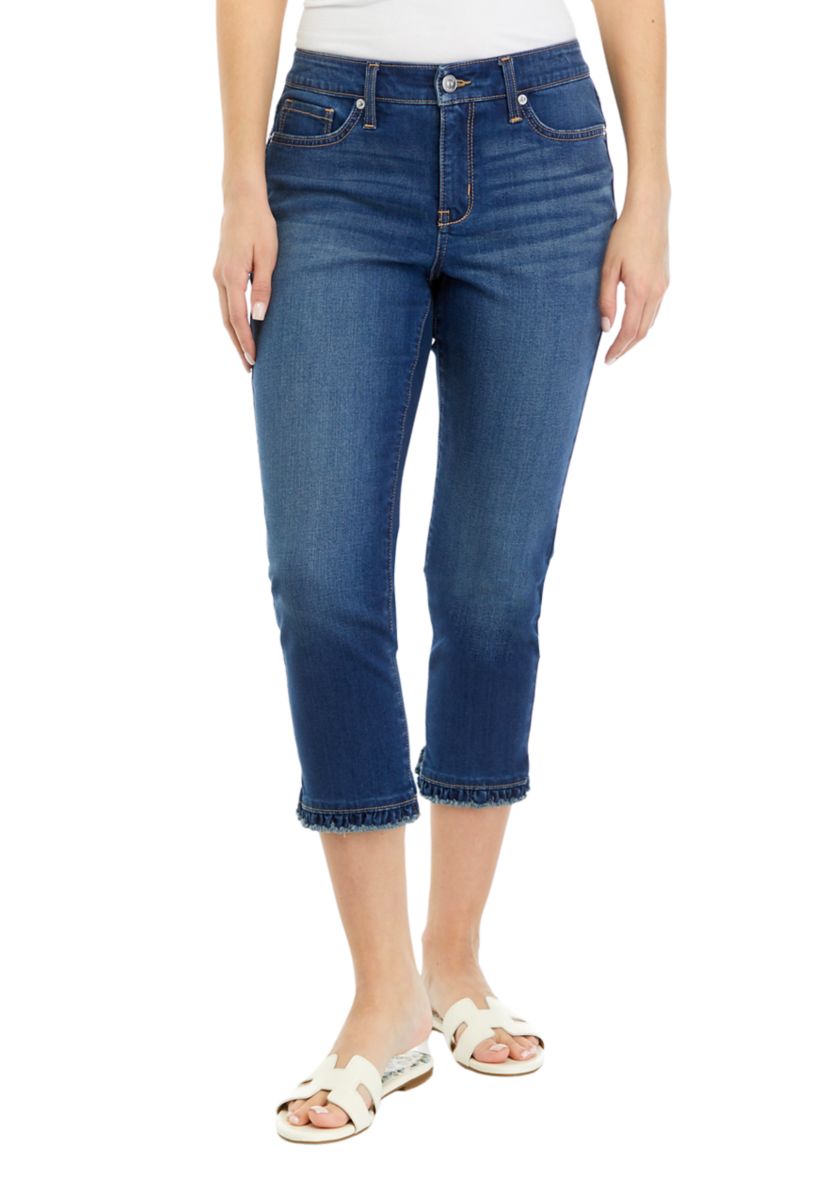 Petite Cropped Ruffle Hem Jeans