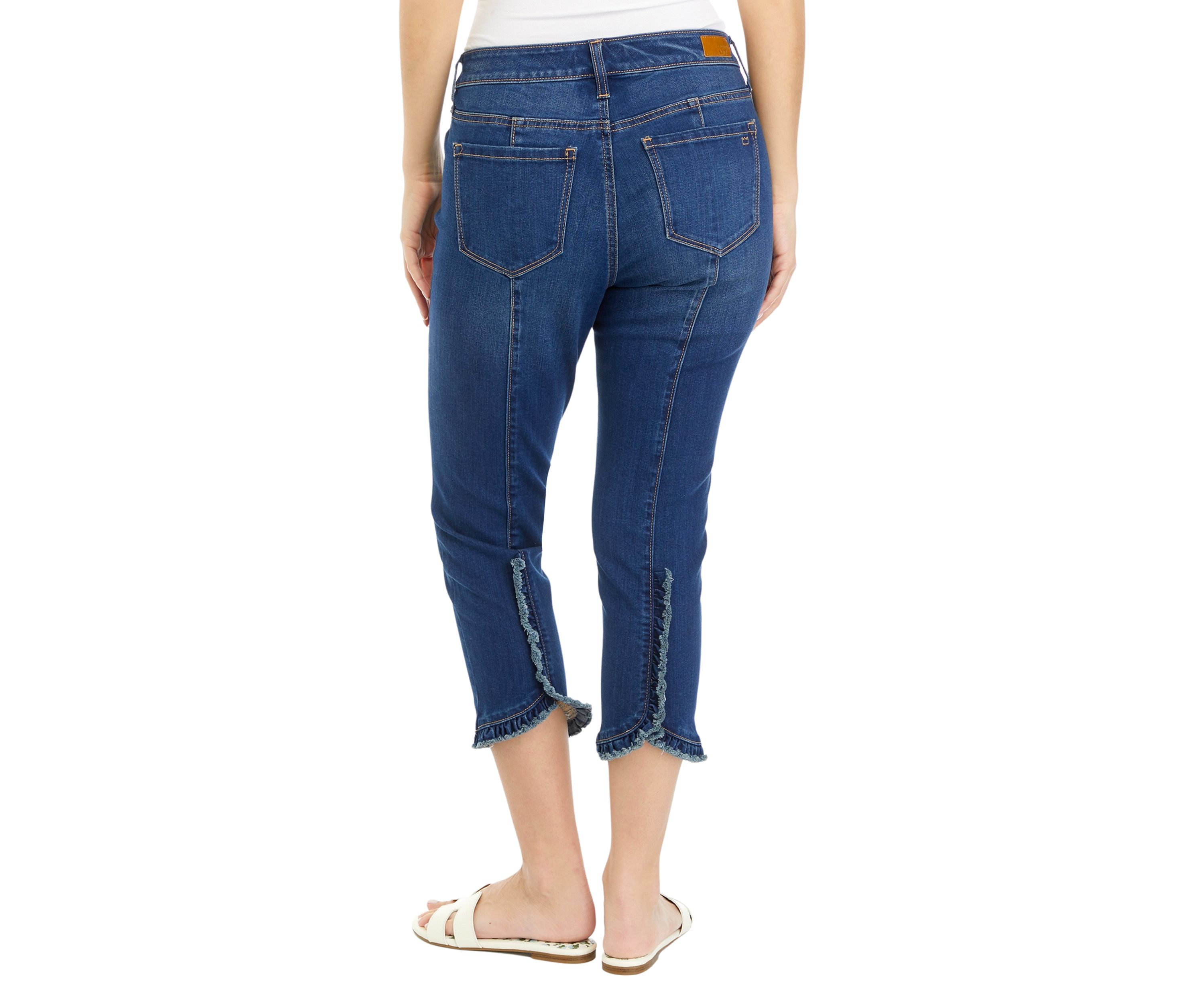 Petite Cropped Ruffle Hem Jeans