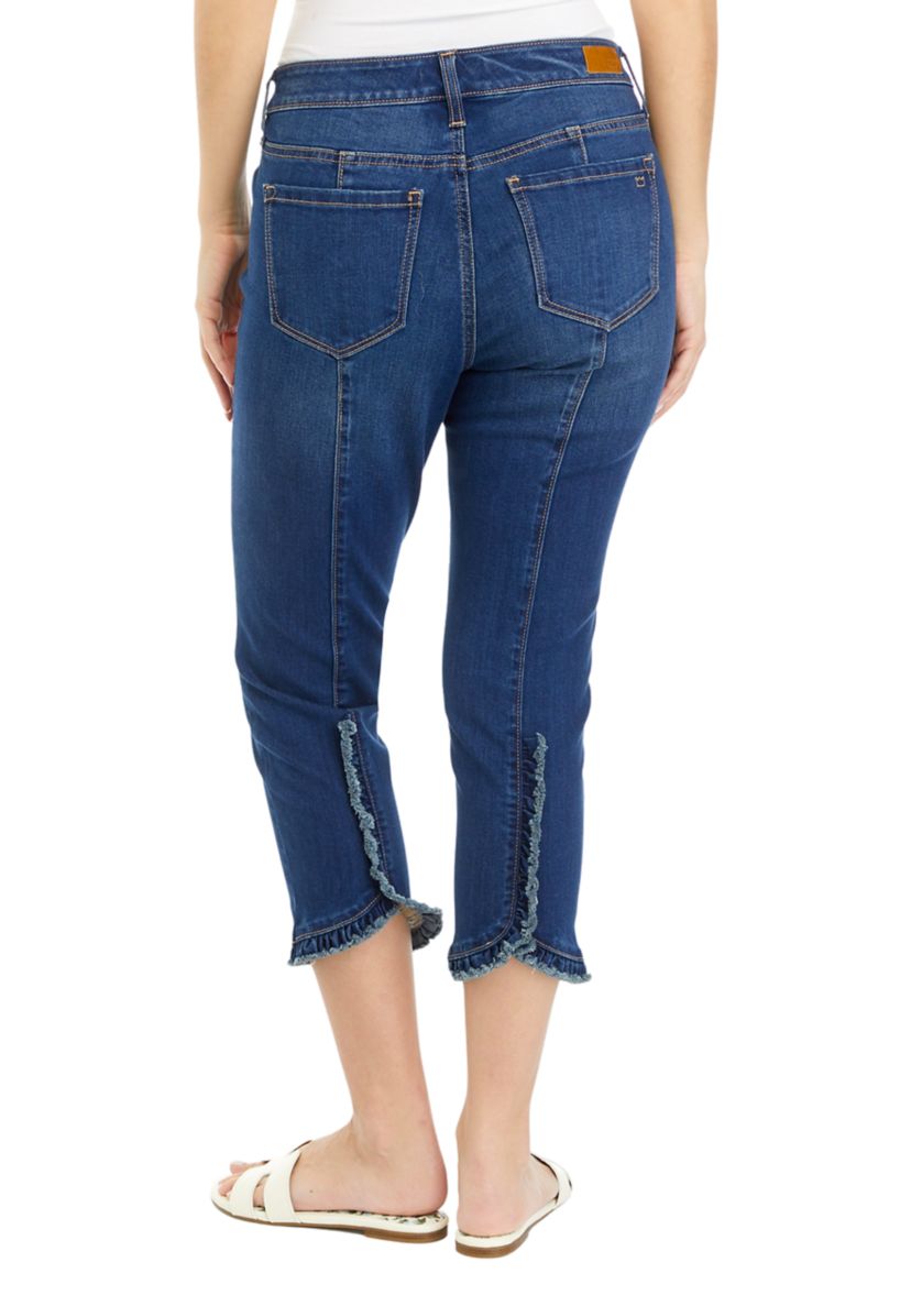 Petite Cropped Ruffle Hem Jeans