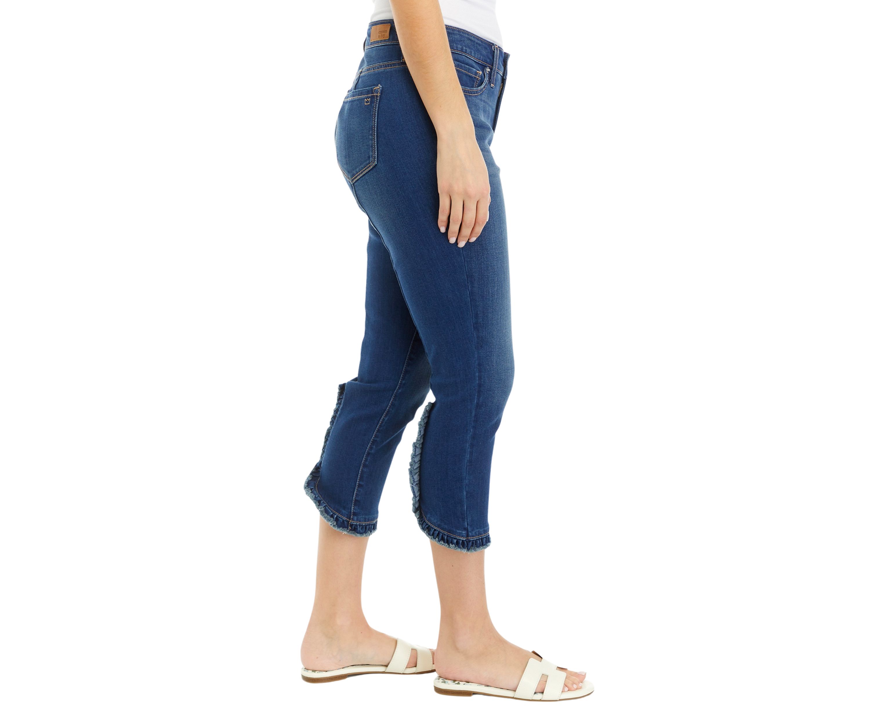 Petite Cropped Ruffle Hem Jeans